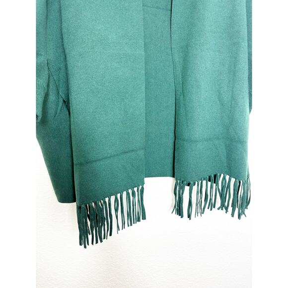 Sandro Celeste Fringed Open-front Cardigan One Size Green Oversized Quiet Luxury - Picture 10 of 12